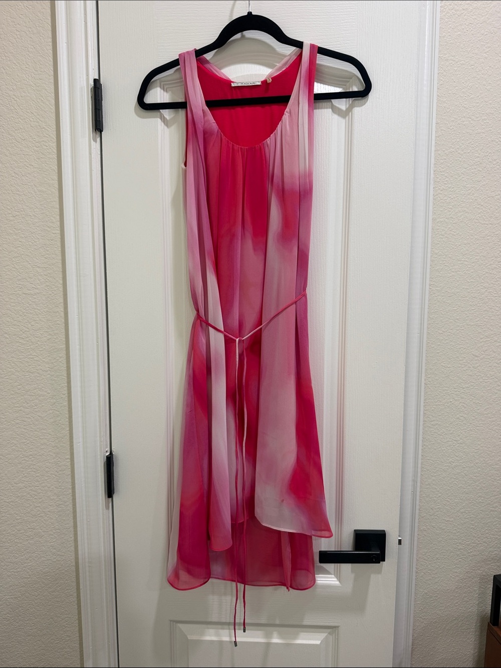 T Tahari Pink Ombre Sleeveless Chiffon High-Low Dress